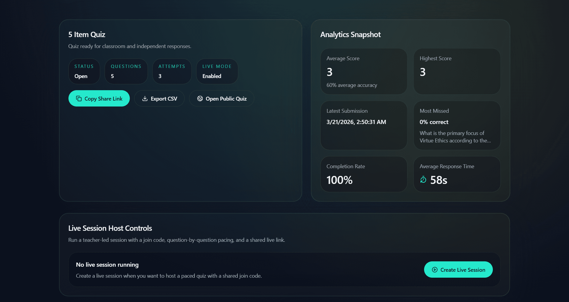 StudyNova results dashboard